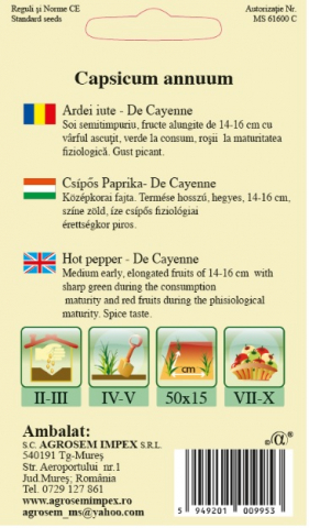 Ardei iute De Cayenne, Agrosem [1]