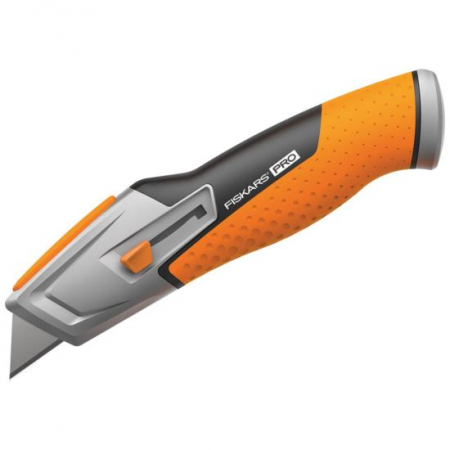 Unelte de mana - Cutit utilitar cu lama retractabila trapezoidala Fiskars CarbonMax, 1027223, 177 mm, 171 g