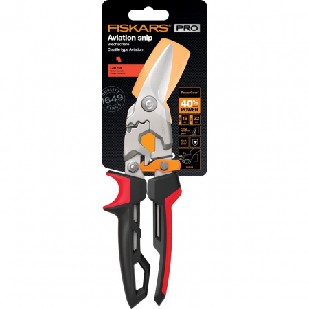 Foarfeca pentru tabla Fiskars PowerGear, taietura pe stanga [5]