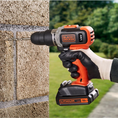 Masina de gaurit si insurubat Black&Decker, BCD003C1, acumulator LI-ION 1.5Ah 18V, cutie pentru transport [7]