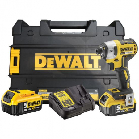 Masini de gaurit si insurubat - Masina de insurubat cu impact DeWalt de 1/4 ", DCF887P2-QW , 2 x  acumulator XR Li-Ion 5.0 Ah 18 V, geanta pentru transport