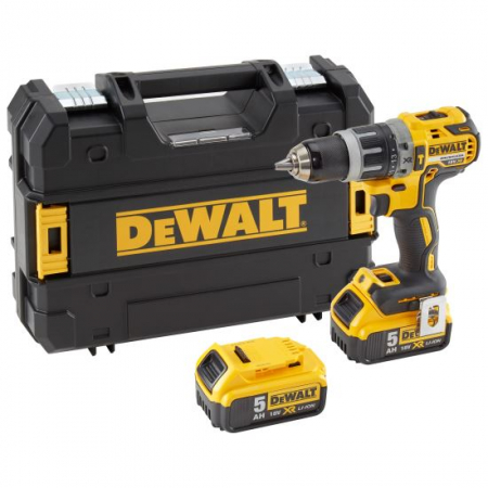Scule electrice - Masina de insurubat si gaurit cu percutie DeWalt DCD796P2-QW, 2 x acumulator XR Li-Ion  5.0 Ah 18 V, cutie pentru transport