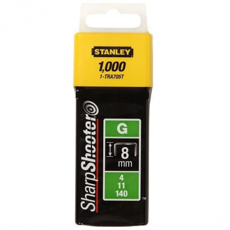 Unelte de mana - Pachet 1000 capse tapiterie Tip G, Stanley SharpShooter, 8 mm