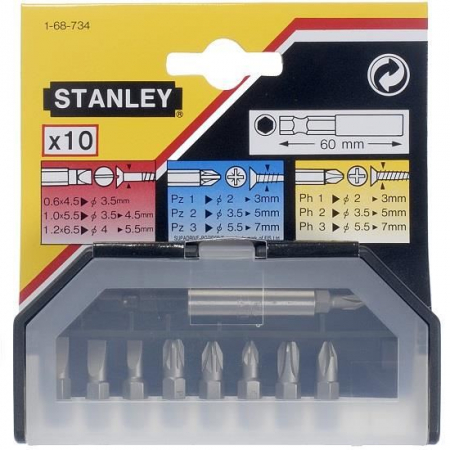 Set 10 varfuri Stanley pentru insurubat, adaptor 1/4" [1]