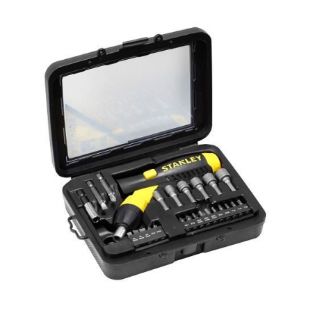 Surubelnite si seturi de surubelnite - Set Stanley, surubelnita  pivotanta cu clichet 1/4'' + 24 piese