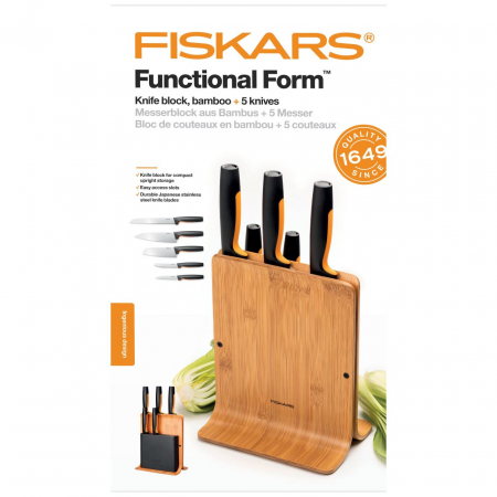 Set suport din bambus + 5 cutite Fiskars Functional Form [1]