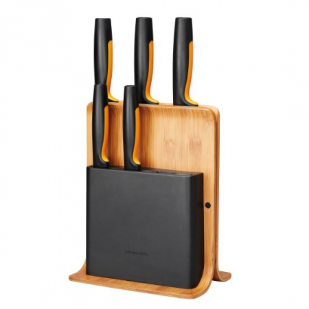 Menaj - Set suport din bambus + 5 cutite Fiskars Functional Form