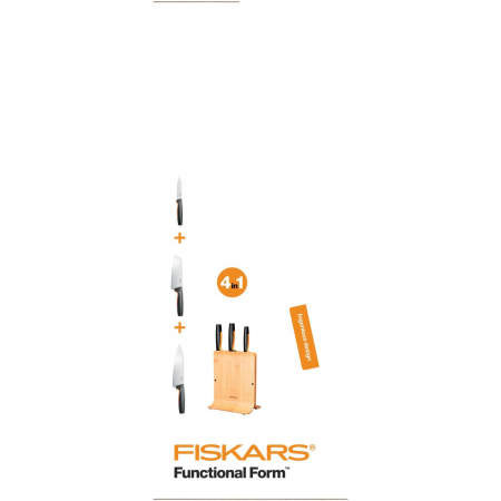 Suport din bambus pentru 3 cutite Fiskars Functional Form [2]