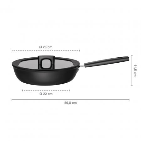 Tigaie pentru sote cu capac Fiskars Hard Face, 28 cm, 3.5 L [1]