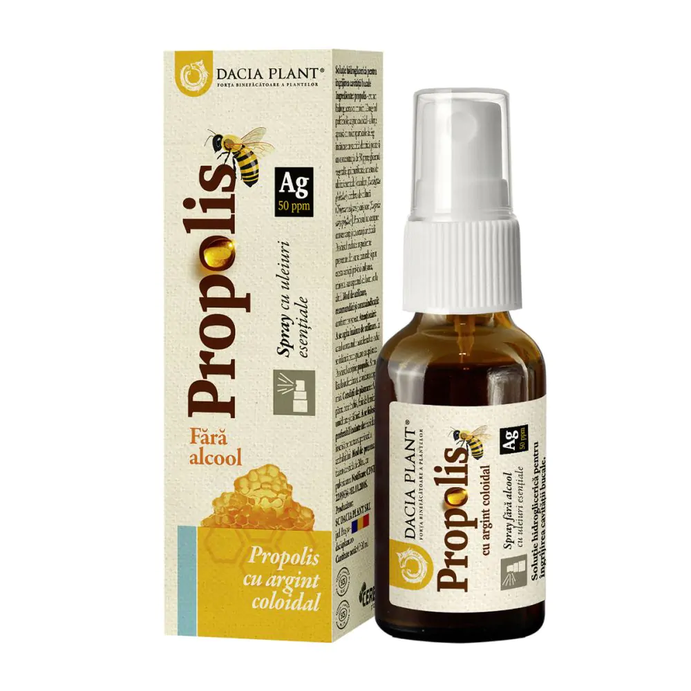 Produse apicole - SPRAY DE GAT CU PROPOLIS 60% SI ARGINT COLOIDAL 20ML