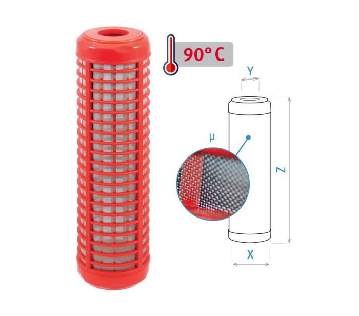 Cartus filtrant lavabil 10" cu sita din inox pentru apa calda CHRX 60 microni [2]