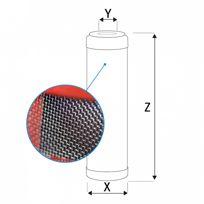 Cartus filtrant lavabil 10" cu sita din inox pentru apa calda CHRX 60 microni [3]