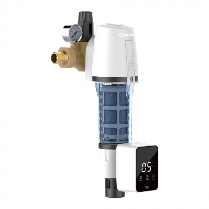 Prefiltru automat apa Canature cu sita inox si manometru si regulator presiune din seria CPF-8-L [2]
