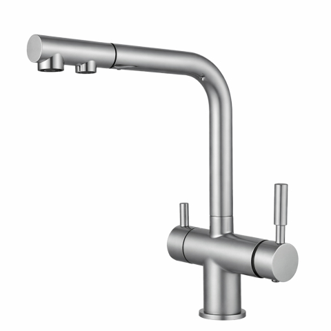 Baterie bucătărie 3 căi cu pipă extractibilă  SH-404 Graphite – apă caldă, rece și filtrată [0]