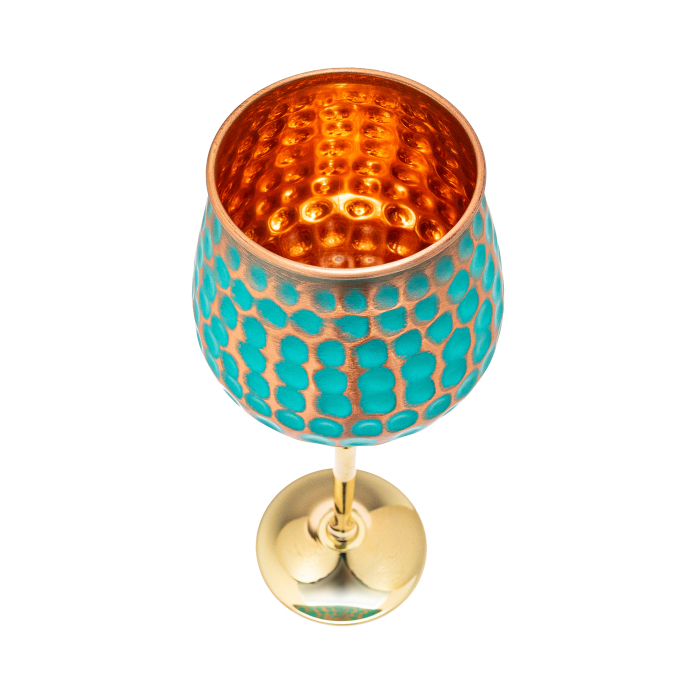 Медна чаша за вино Смарагд – ръчна изработка, 450 ml [4]