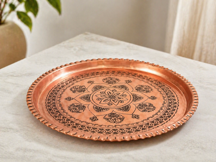 Platou din cupru gravat manual 30 cm [3]