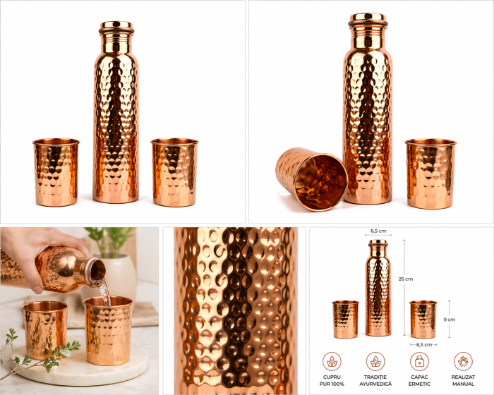 Set din cupru Play – Sticlă 950 ml + 2 pahare 300 ml [5]