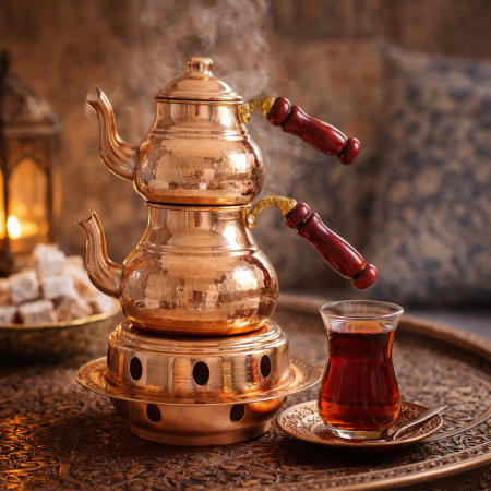 Vase din cupru - Меден комплект за чай с подгряване