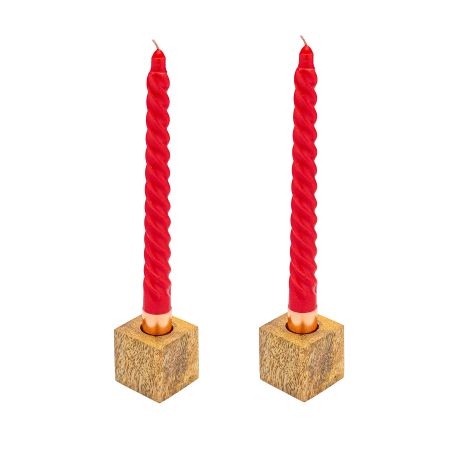 Set 2 suporturi pentru lumânări din cupru și lemn [2]