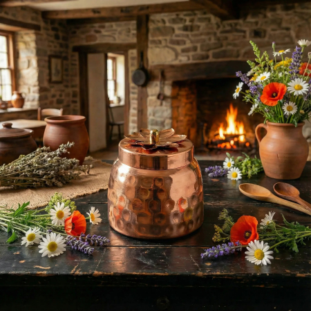 Pahare si Cani din Cupru - Kupferbehälter mit Deckel – 450 ml