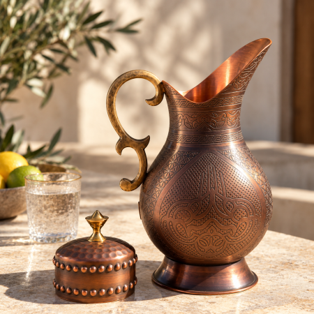 Recipiente din cupru - Carafa din cupru Bull Jug Antique Brown 2 Litri – vedere produs AranA