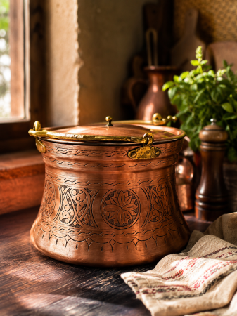 Vase din cupru - Oala din cupru gravata manual 5 Litri