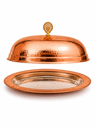 Platou de servire din cupru 40 cm cu capac [2]