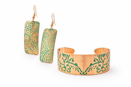 Bijuterii din cupru - Set bijuterii smarald din cupru