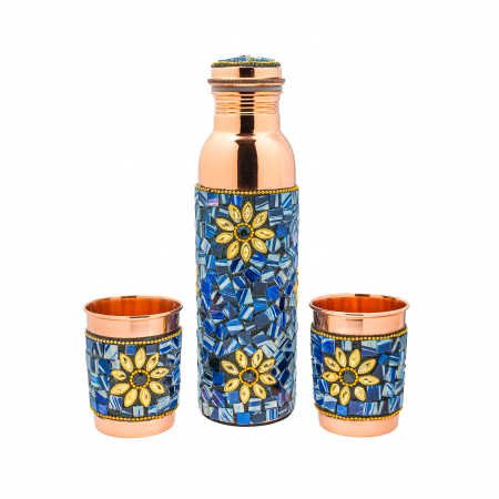Pahare si Cani din Cupru - Set din cupru Lapis Lazuli