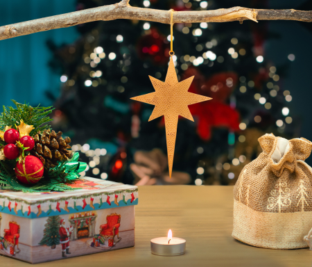 Deco - Stea decorativă din cupru