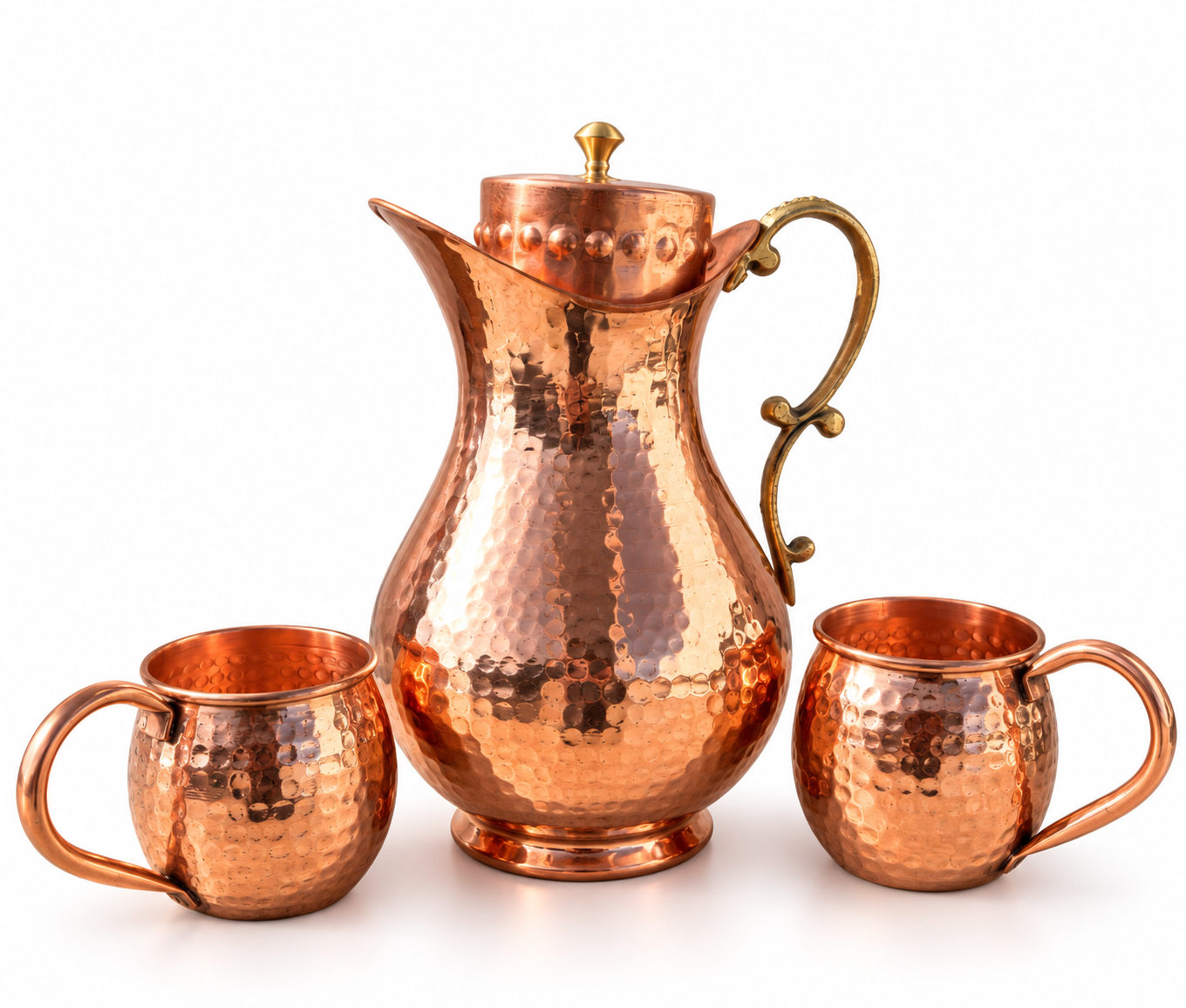 Set Premium din Cupru Bull Jug - Carafă 2,5 L + 2 Căni Clasic 400 ml