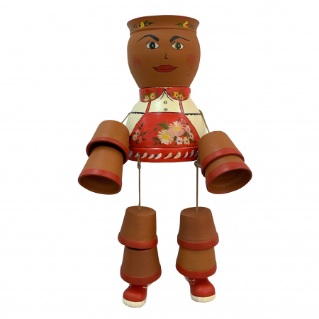 Diverse - ansamblu-din-ceramica-de-arges-realizat-manual-argcoms-figurina-fetita-fond-rosu-6198