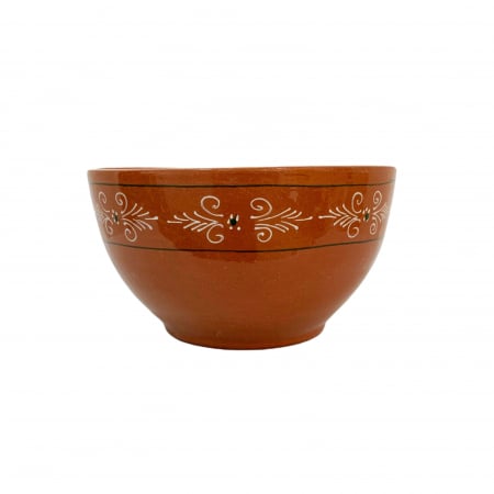 Bol din ceramica de Arges realizat manual, Argcoms, Pictura traditionala, Mare