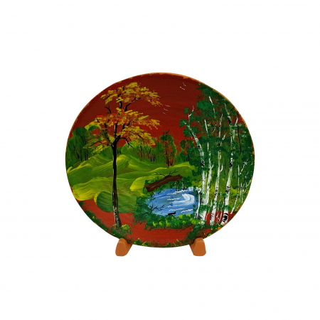 Farfurii decorative - farfurie-decorativa-din-ceramica-de-arges-realizata-manual-argcoms-pictura-cu-peisaj-4-5446