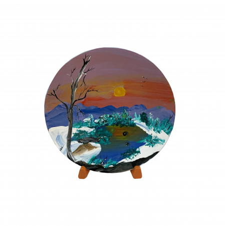 Farfurii decorative - farfurie-decorativa-din-ceramica-de-arges-realizata-manual-argcoms-pictura-cu-peisaj-7-5450