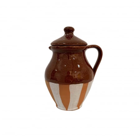 Ibric din ceramica de Arges realizat manual, Argcoms, Vin fiert, Pictura traditionala