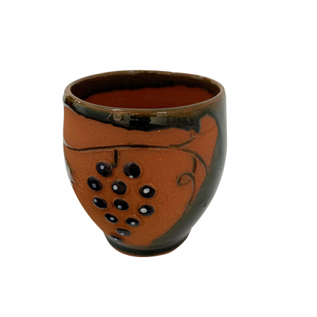 Cani si pahare - pahar-din-ceramica-de-arges-realizat-manual-argcoms-vin-tema-viticola-6014-6021