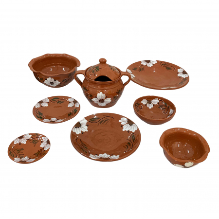 Servicii - serviciu-de-masa-pentru-6-persoane-din-ceramica-de-arges-realizat-manual-argcoms-29-bucati-set-pictura-florala-6132