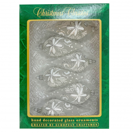 Globuri - set-6-globuri-clasice-din-sticla-suflate-si-pictate-manual-argcoms-fabrica-lui-mos-craciun-flori-de-gheata-cu-pictura-albe-45-mm-conice-6765