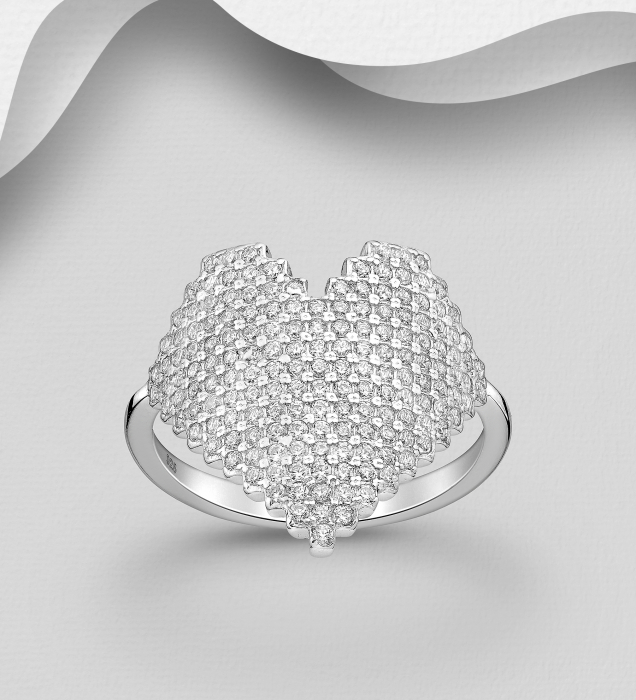 Inel Inima din argint Sterling 925 si diamante simulate [6]