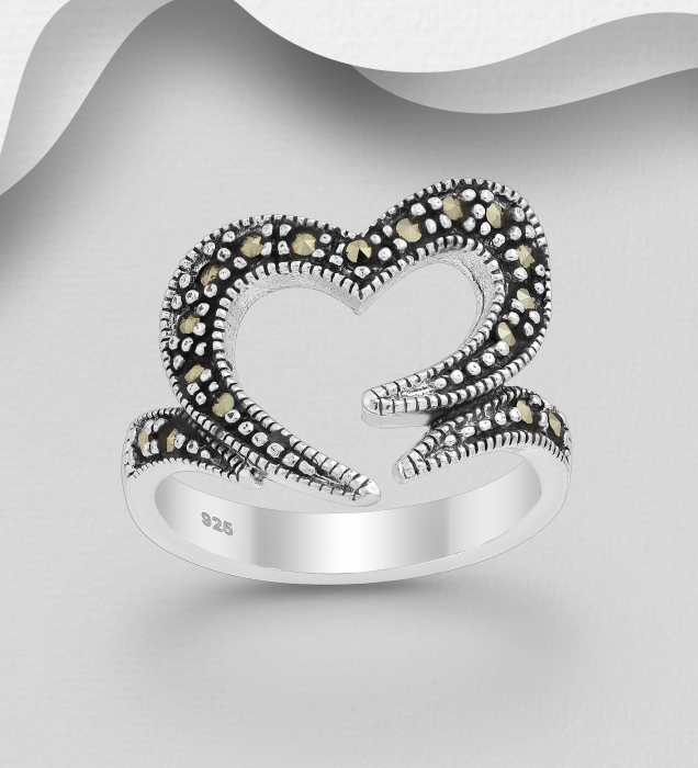 Inel Inima din argint Sterling 925 cu marcasite [1]