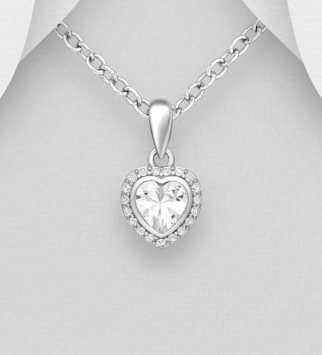 Colier Mini Inimioara din argint Sterling 925 cu diamante simulate [3]
