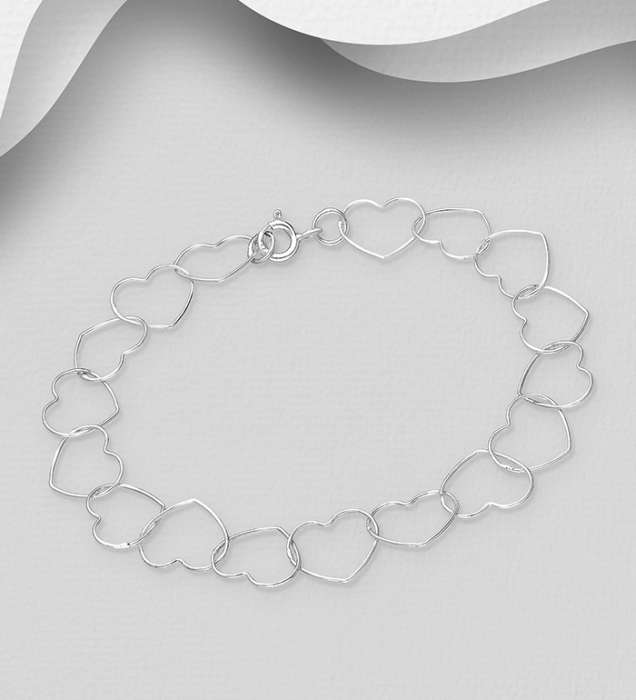 Set lant din inimioare colier si bratara din argint sterling 925 [3]