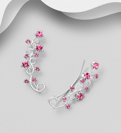 BIJUTERII ARGINT - Cerceii Agrafa din argint Sterling 925 cu cristale din sticla