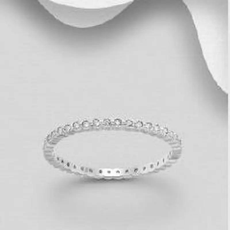 BIJUTERII SI CEASURI - Inel Banda subtire din argint Sterling 925 cu diamante simulate