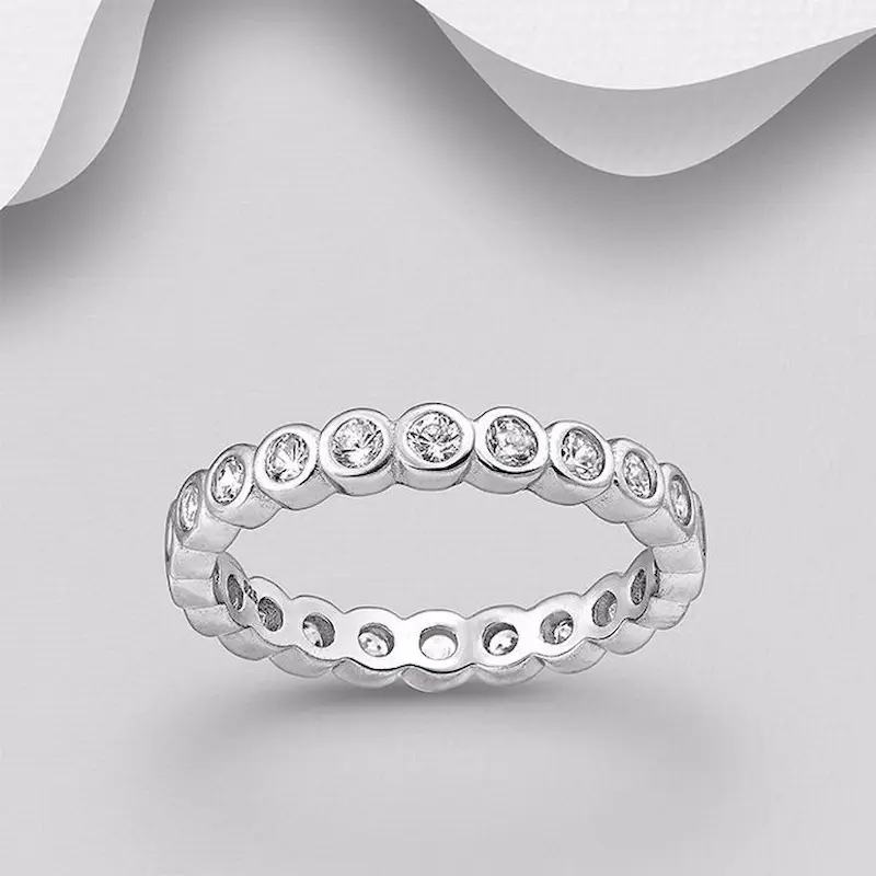 INELE ARGINT CU PIETRE - Inel Cercuri din argint Sterling 925 cu diamante simulate