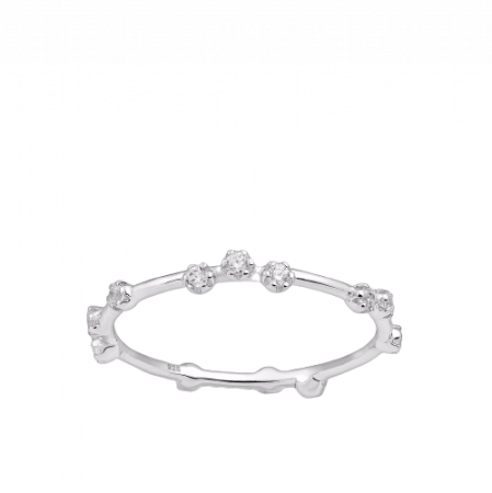 INELE ARGINT CU PIETRE - Inel din argint Sterling 925 cu diamante simulate asimetrice