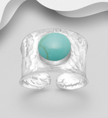 INELE ARGINT CU PIETRE - Inel reglabil din argint Sterling 925 cu turcoaz reconstruit