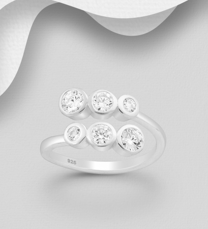 INELE ARGINT CU PIETRE - Inel reglabil din argint Sterling 925 cu diamante simulate