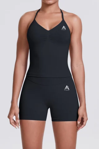 Colanţi - Colant scurt FITSKIN V-Form Shortline Jet Black